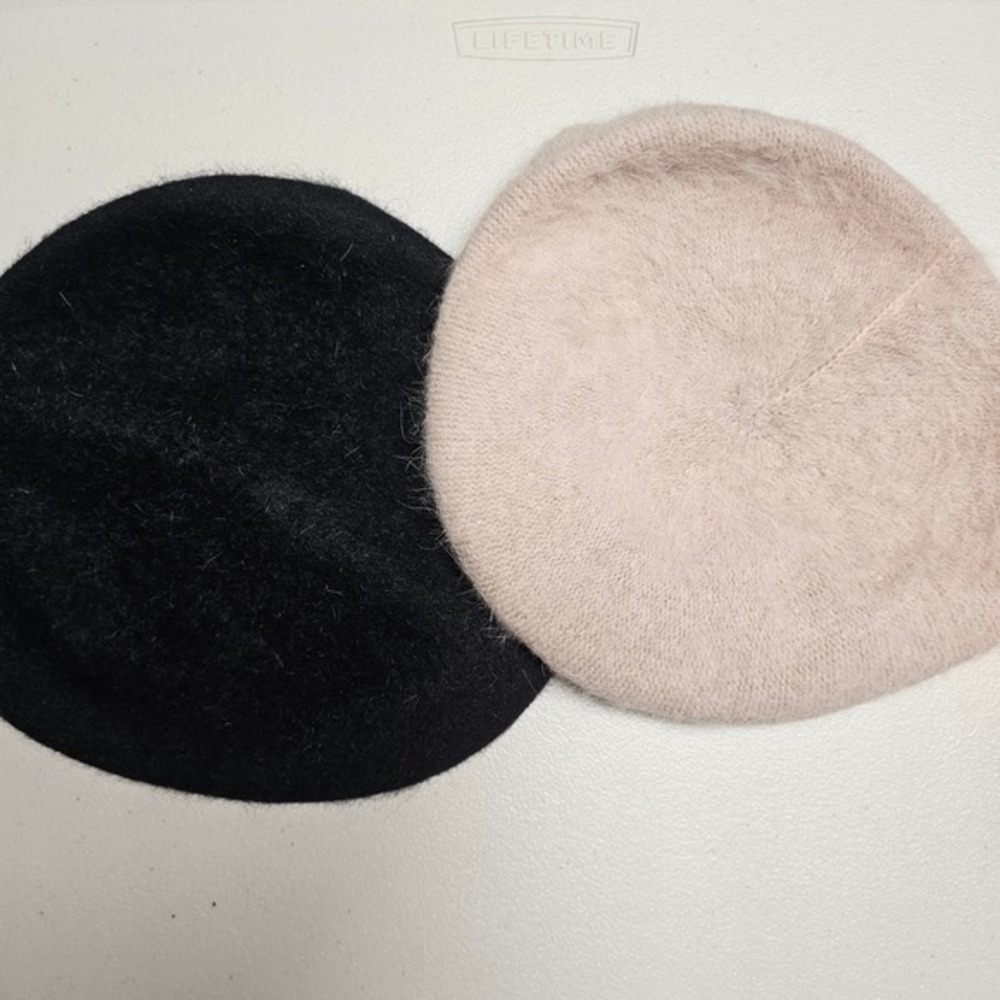 David & Young Angora Flat Cap Bundle Black‎ & Beige One Size Fits All